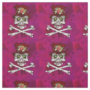 Alligator eyed gothic skull & crossbones fabric
