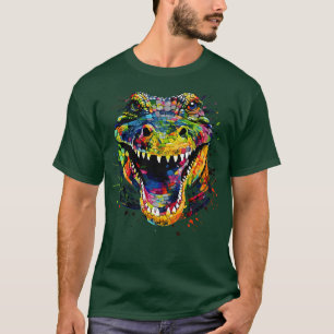 Alligator Face Colourful Wild Animal Art Gator Lov T-Shirt