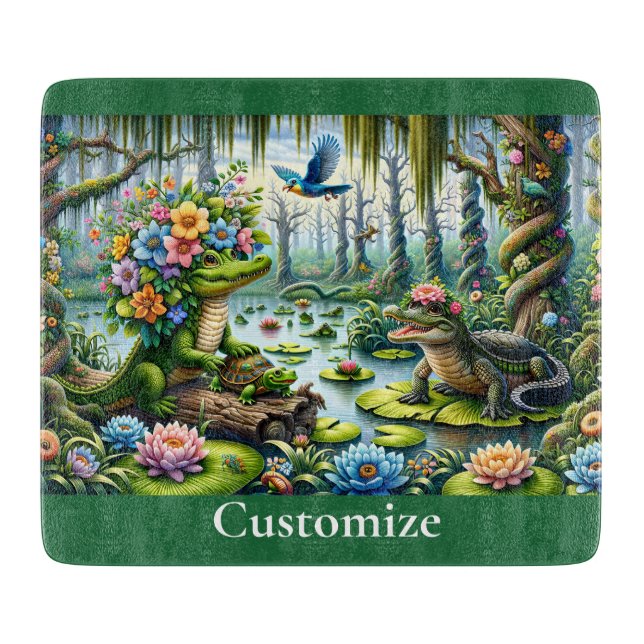 Alligator Fantasy Swamp Thunder_Cove Cutting Board (Front)