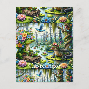 Alligator Fantasy Swamp Thunder_Cove Postcard
