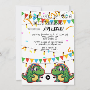 Alligator Festive Colourful Music Lover Print Invitation