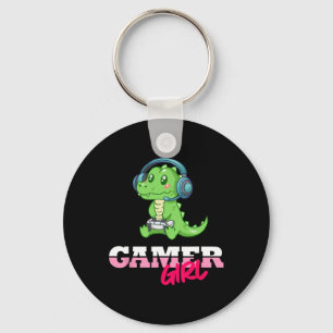 Alligator Gamer Girl Gaming Key Ring