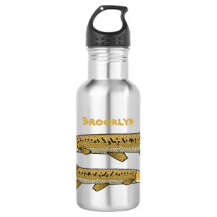 Alligator garfish cartoon illustration 532 ml water bottle