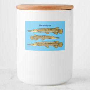 Alligator garfish cartoon illustration food label