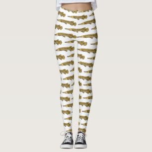 Alligator garfish cartoon illustration leggings