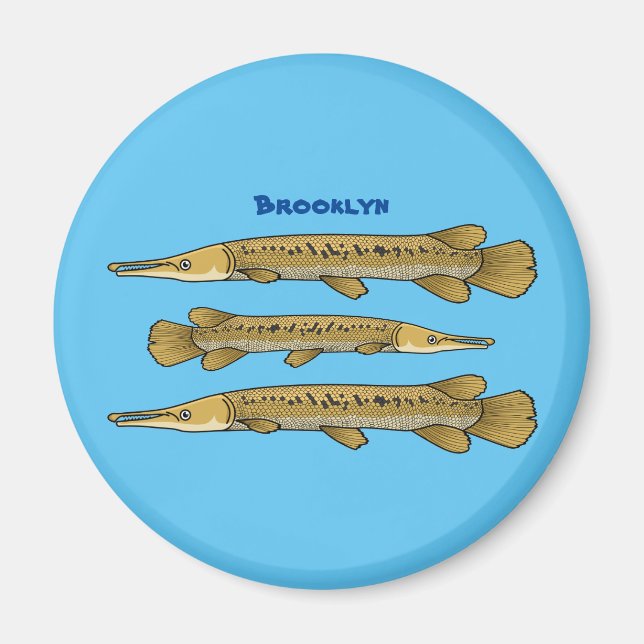 Alligator garfish cartoon illustration  magnet (Front)