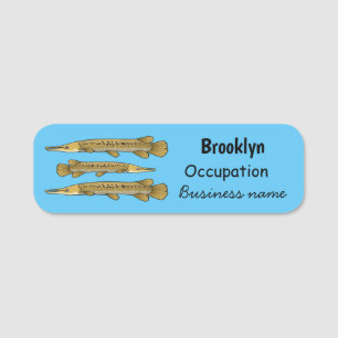 Alligator garfish cartoon illustration name tag