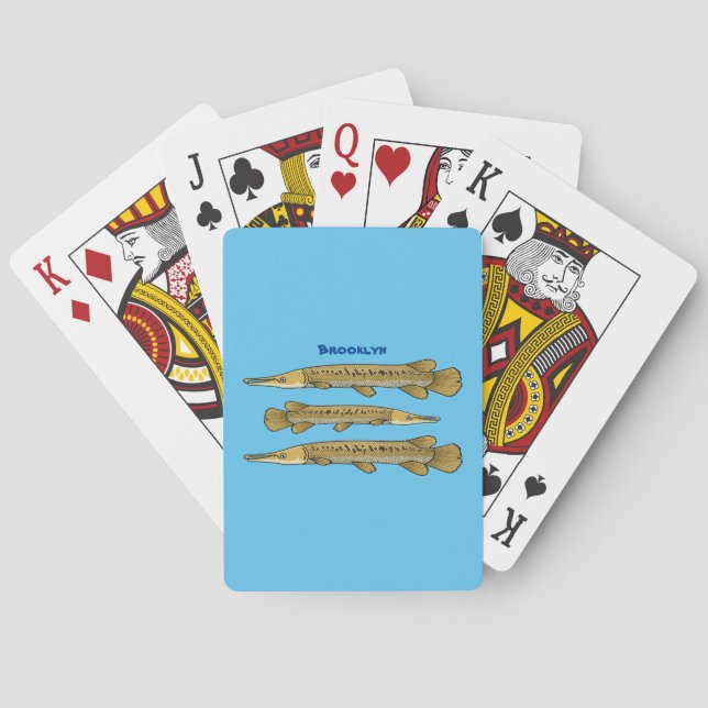 Alligator garfish cartoon illustration playing cards (Back)