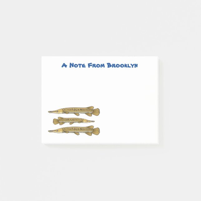 Alligator garfish cartoon illustration post-it notes (Front)