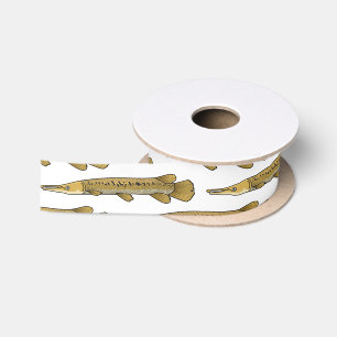Alligator garfish cartoon illustration  satin ribbon