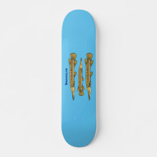 Alligator garfish cartoon illustration skateboard