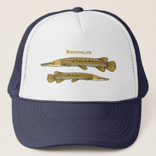 Alligator garfish cartoon illustration  trucker hat