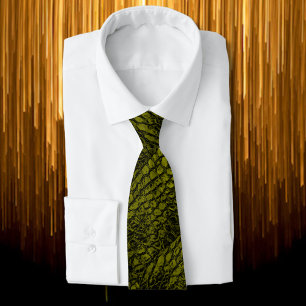 Alligator Gold Colour Faux Leather Tie