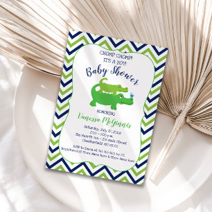 Alligator Green Blue Boy Baby Shower Invitation