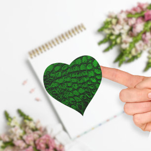 Alligator Green Faux Leather Heart Sticker