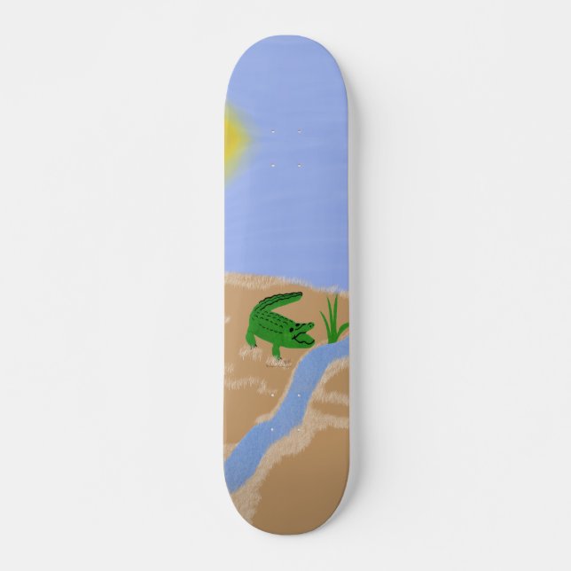 Alligator Green Whimsical Cartoon Art Skateboard (Front)