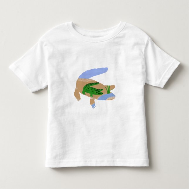 Alligator Green Whimsical Cartoon Art Toddler T-Shirt (Front)