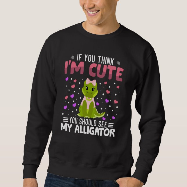 Alligator Heart Valentine's Day Animal For Womens  Sweatshirt (Front)