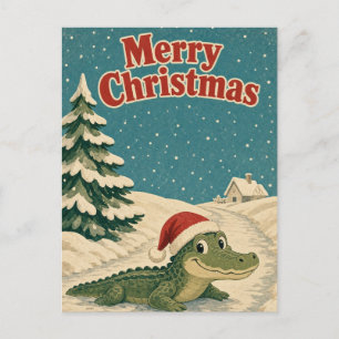 Alligator Icy Lane Animal Christmas Postcard