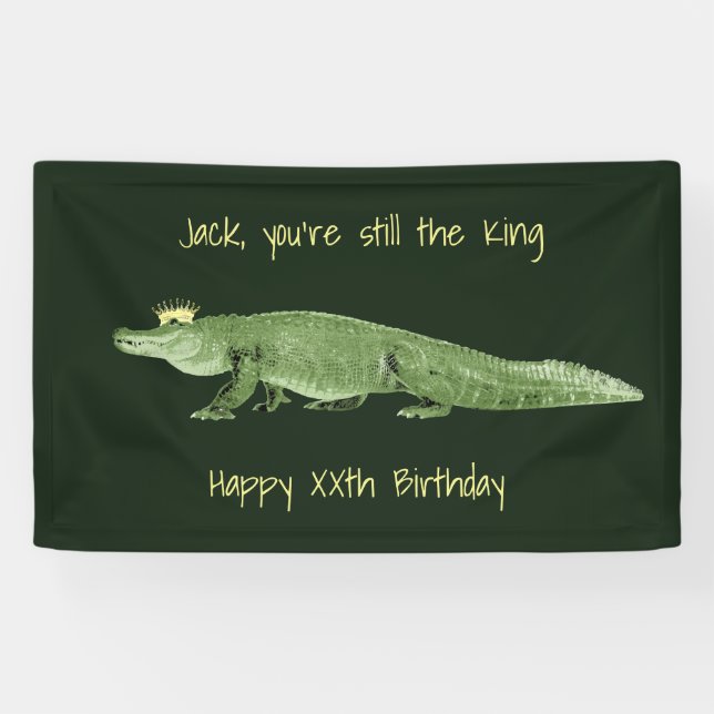 Alligator in a Crown Birthday Banner (Horizontal)