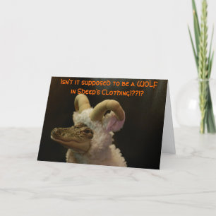 Alligator in A Ram Costume Halloween Card