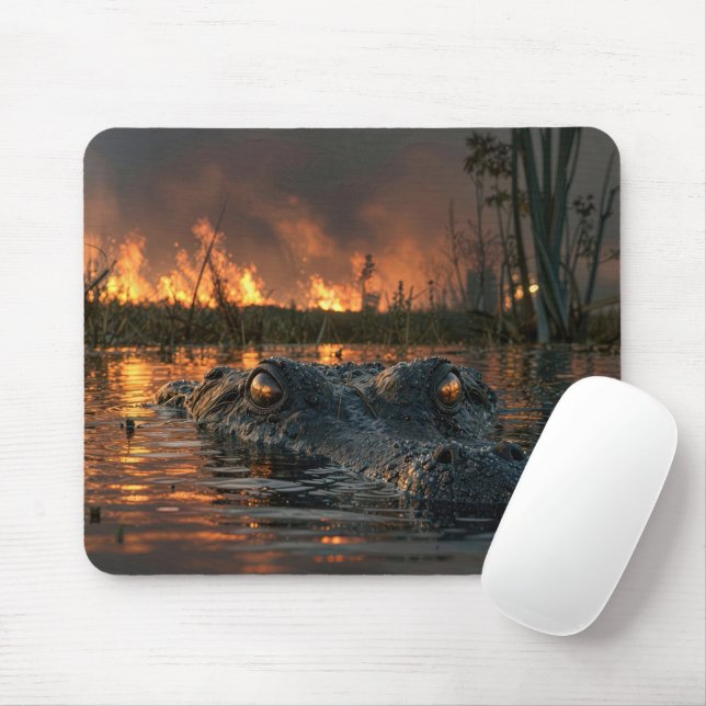Alligator in Everglades Wildfire Mouse Pad (With Mouse)