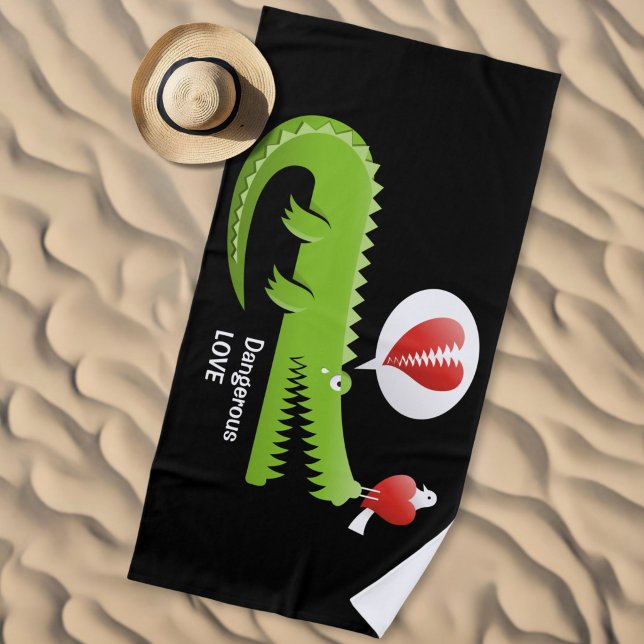 Alligator in Love Beach Towel (Creator Uploaded)