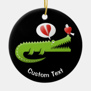 Alligator in Love Ceramic Ornament