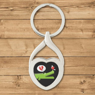 Alligator in Love Key Ring