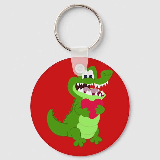 Alligator in Love Key Ring (Front)