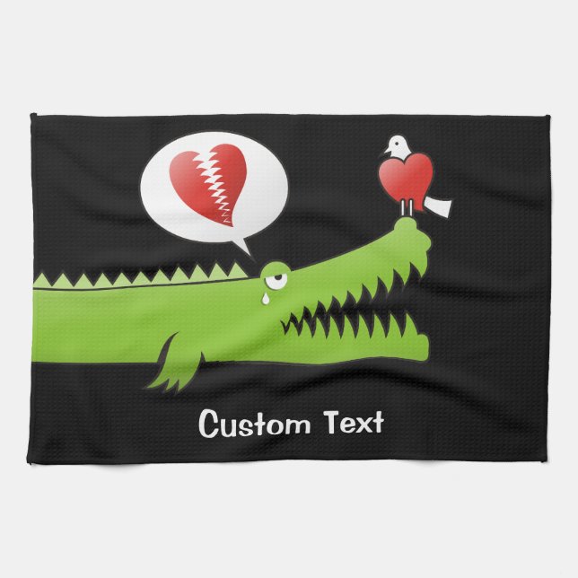 Alligator in Love Kitchen Towel (Horizontal)