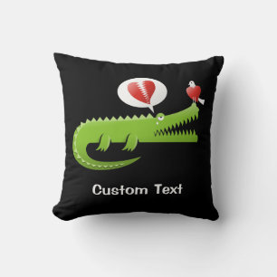 Alligator in Love Throw Pillow