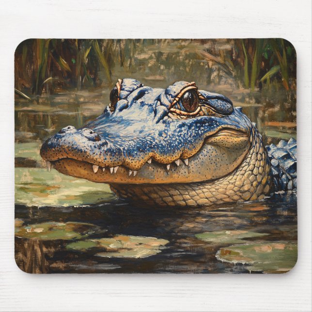 Alligator in the Everglades Wildlife Art Mouse Pad (Front)