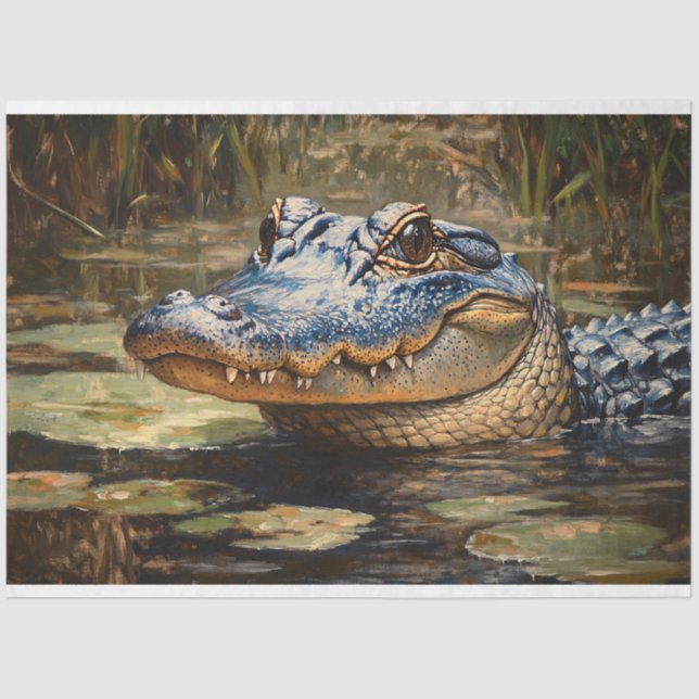 Alligator in the Everglades Wildlife Decoupage Tissue Paper (Front)