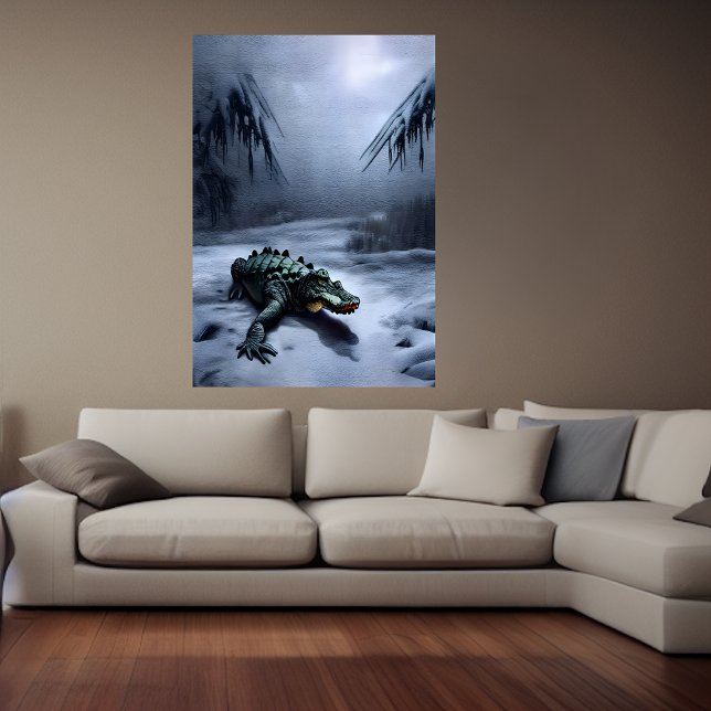 Alligator in the snow | AI Art  Poster (Creator Uploaded)