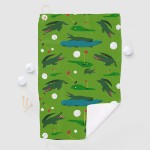 Alligator Invasion on Golf Course Golf Towel