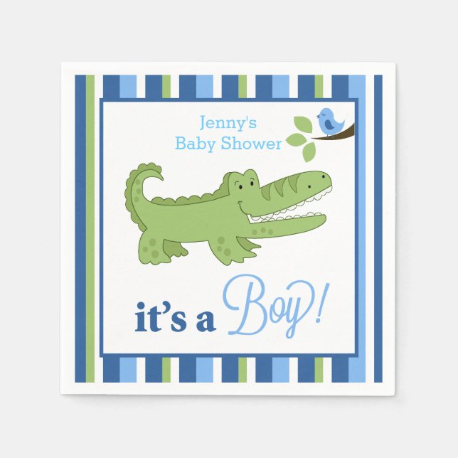 Alligator It's a Boy Custom Napkin (Front)