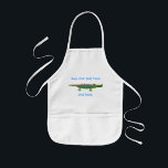 Alligator Kids Apron<br><div class="desc">Kids' white apron with an image of a green alligator with blue polka dots and red polka dot scales. See matching baby bib. See the entire Kids' Apron collection under the HOME category in the KIDZ KORNER section.</div>