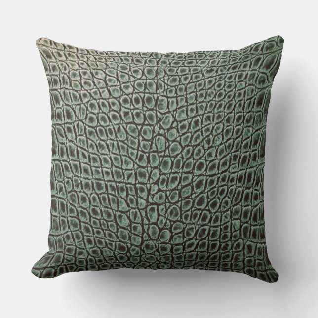 ALLIGATOR LEATHER FOREST GREEN CUSHION (Front)