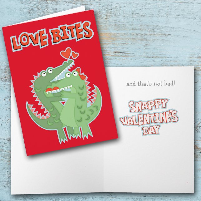 Alligator Love Bites Valentine Holiday Card (Creator Uploaded)