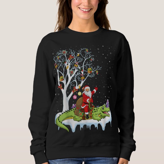 Alligator Lover Xmas Gift Santa Riding Alligator C Sweatshirt (Front)