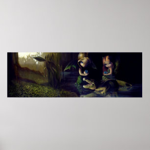 Alligator Magic ART PRINT fairy fantasy surrealism
