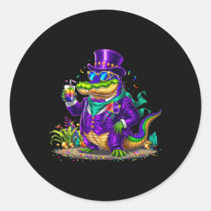 Alligator Mardi Gras Carnival Outfit For Mens Wome Classic Round Sticker
