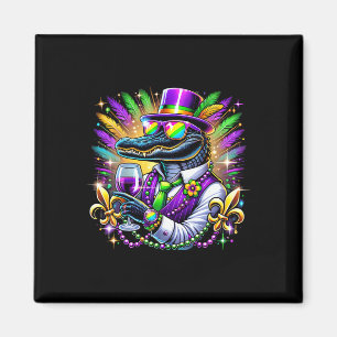 Alligator Mardi Gras Carnival Party Outfit For Men Magnet