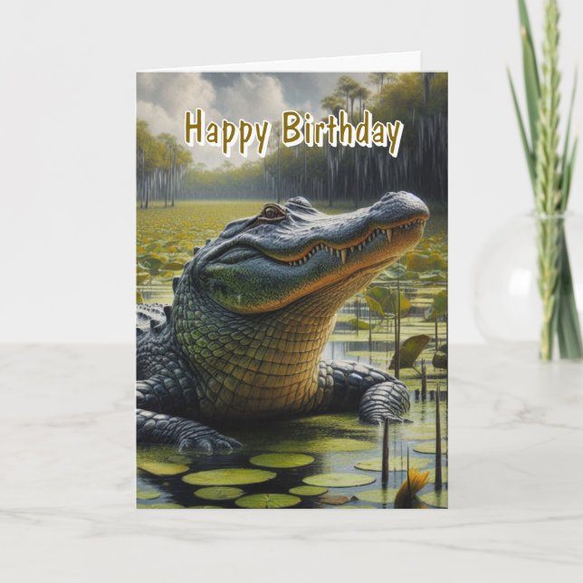 Alligator Men's Happy Birthday  Card (Front)