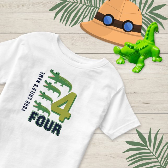 Alligator Number Four Cute Personalised  Toddler T-Shirt (Creator Uploaded)