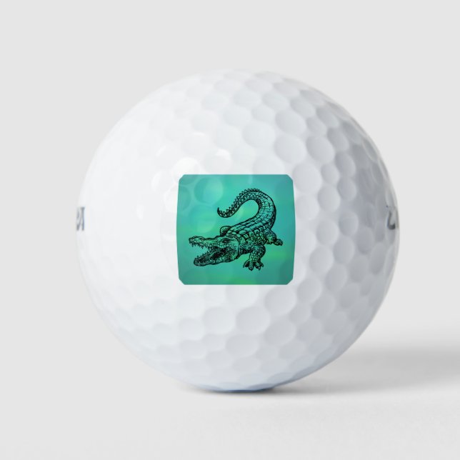 Alligator On A Swampy Green Background Golf Balls (Front)
