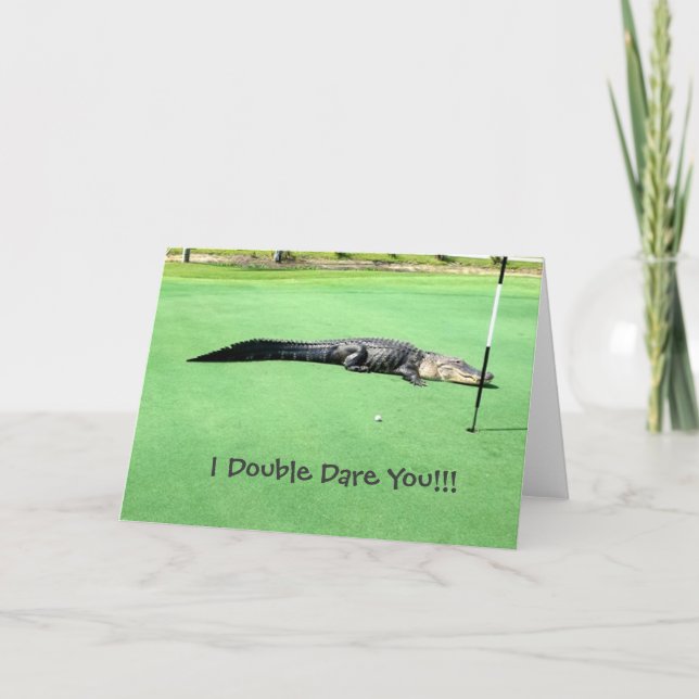 Alligator on Golf Course Custom Greeting Card (Front)