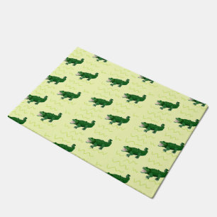 Alligator on yellow doormat