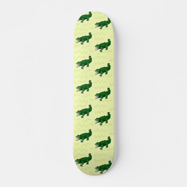 Alligator on yellow skateboard (Front)